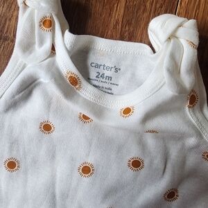 Carter's White and Orange Sun Print Tank Top